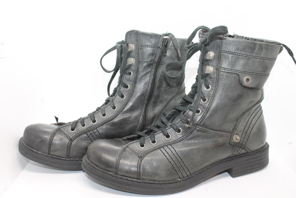 Stefano Rossi Black Nero Lace Up Military Style Boots sz 40 EU / 10 US